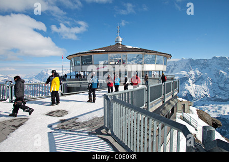 Piz Gloria, the revolving restaurant on the Schilthorn near Mürren in the Bernese Oberland, Switzerland Stock Photo