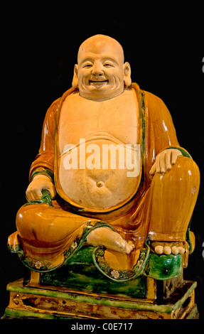 Buddah fat smiling monk incarnation of  Buddha  Ming dynasty Henan provevince (  Chenghua  ad 1486 ) Chinese China Stock Photo