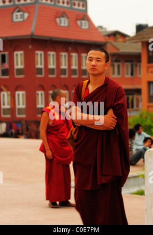 tibetan monk, peoples lives ( the nepalis ) ,life in kathmandu , kathmandu street life , Nepal Stock Photo