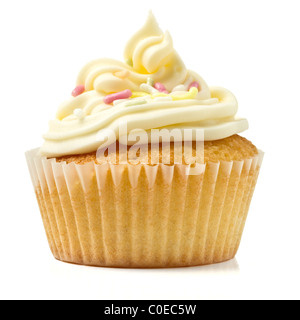 kids party home made cup cake isolated on white Stock Photo