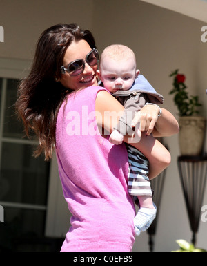 Alena Seredova, czech model and girlfriend of Italian goalkeeper Gianluigi Buffon, with their son Louise Thomas Prague, Czech Stock Photo