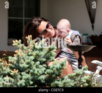 Alena Seredova, czech model and girlfriend of Italian goalkeeper Gianluigi Buffon, with their son Louise Thomas Prague, Czech Stock Photo