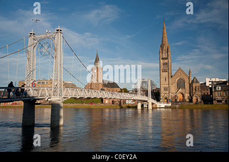 St Stephen's and the Free North Church are two Churches located on the banks or the River Ness, Inverness.  SCO 7106 Stock Photo