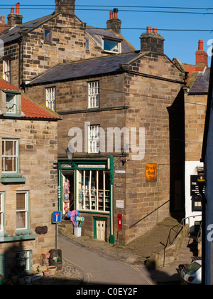 A corner of King Street Robin Hood's Bay North Yorkshire on a sunny winter's day Stock Photo