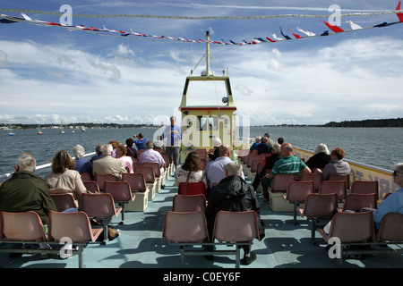Onboard the Poole to Brownsea Island Ferry leaving Poole Harbour en route to the National Trust Island. Stock Photo