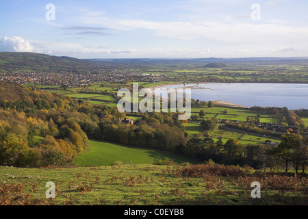 Elevated view of the southern end of Cheddar Reservoir, Somerset in November. Stock Photo