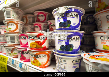 Chobani greek-style yogurt in a supermarket in New York Stock Photo