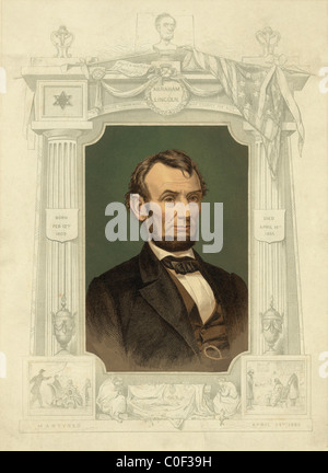 President Abraham Lincoln, born on Feb. 12th 1809, died April 15th 1865, martyred April 14th 1865 Stock Photo
