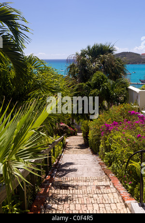 Charlotte Amalie in St Thomas, US Virgin Islands - looking down the 99 Steps Stock Photo