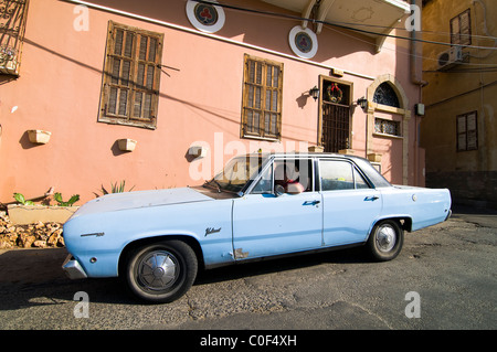 A beautiful Plymouth Valiant car in the old city of Jaffa, Israel. Stock Photo