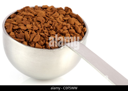 fresh instant gourmet coffee scoop isolated against white background Stock Photo