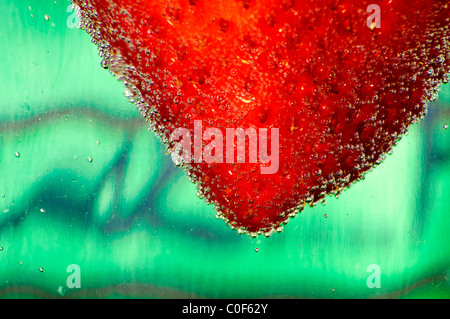 close-up strawberry with bubbles in water Stock Photo
