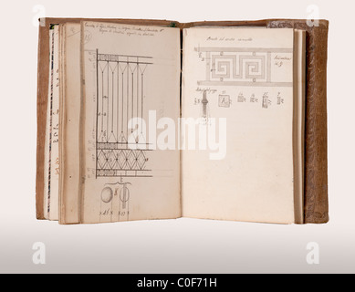 old notebook of drawings early twentieth century Stock Photo