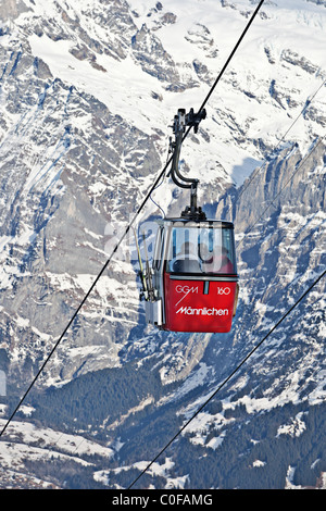 Cabin Ski lift from Grindelwald to Mannlichen, Berner Oberland, Switzerland Stock Photo