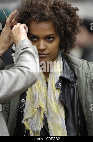 Liya Kebede at a photoshoot for Estee Lauder at Piccadilly Circus Circus London, England. - 28.05.2008 Stock Photo