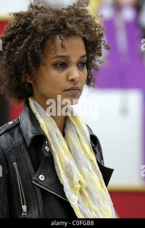 Liya Kebede at a photoshoot for Estee Lauder at Piccadilly Circus Circus London, England. - 28.05.2008 Stock Photo