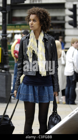 Liya Kebede at a photoshoot for Estee Lauder at Piccadilly Circus Circus London, England. - 28.05.2008 Stock Photo