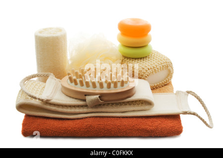 Sauna set isolated on white Stock Photo