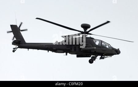 Apache attack helicopter in flight Stock Photo