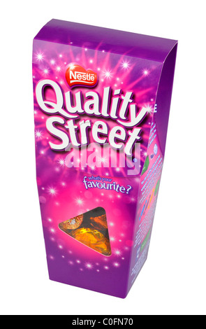 Quality Street chocolates, Nestle Quality Street chocolate box on ”white background” Stock Photo