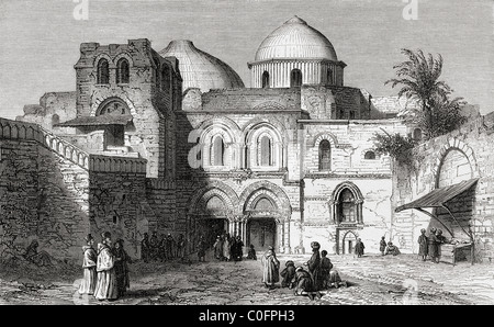 The Church of the Holy Sepulchre in the Old City of Jerusalem, Palestine, as it was in the 19th century. Stock Photo
