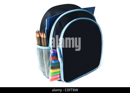 school backpack is isolated on white Stock Photo