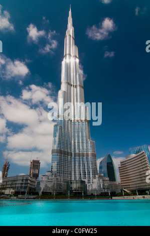 Burj Khalifa, the tallest skyscraper in the world, with Business Bay, Dubai, United Arab Emirates Stock Photo