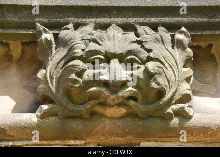 Green man on the eaves of Moseley church, Birmingham, UK, by P.B. Chatwin. Stock Photo