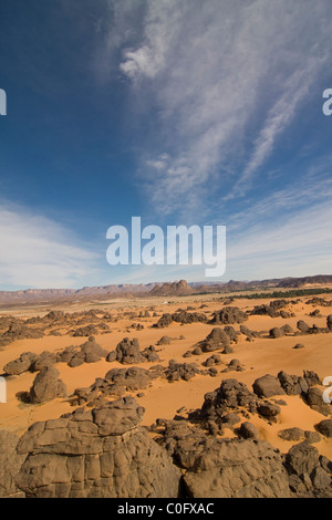 Desertic landscape in the south of Algeria, near Djanet Stock Photo