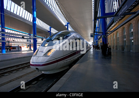 High Speed train AVE in LLeida station. Stock Photo