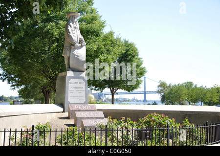 Statue of William Penn in Penn Treaty Park, Philadelphia, Pennsylvania, USA Stock Photo
