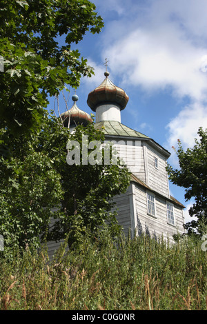 Old russian Orthodox wooden church in the village Rabocheostrovsk ...
