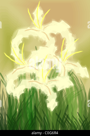 Digital painting of crops. The artist is experiencing the atmosphere of a farmland. Stock Photo