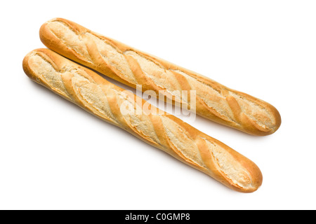 french baguettes on white background Stock Photo