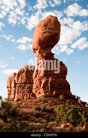 Balanced Rock,Created Primarily by Ceaseless,Erosional Powers of Wind and Rain, Weather,Arches National Park, Utah, USA Stock Photo