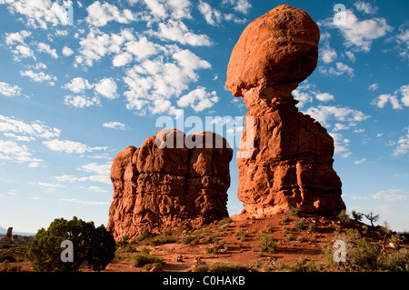 Balanced Rock,Created Primarily by Ceaseless,Erosional Powers of Wind and Rain, Weather,Arches National Park, Utah, USA Stock Photo