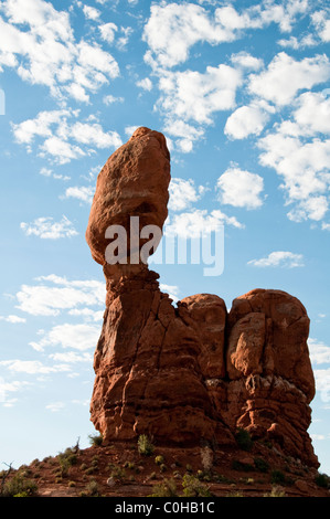 Balanced Rock,Created Primarily by Ceaseless,Erosional Powers of Wind and Rain, Weather,Arches National Park, Utah, USA Stock Photo