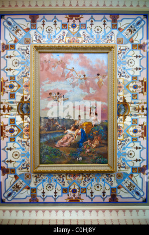 Achilleion Palace Corfu hallway ceiling painting Stock Photo