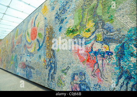 The 'Four Seasons' mosaic in Bank One Plaza by Marc Chagall, 1972, Chicago, Illinois. Stock Photo
