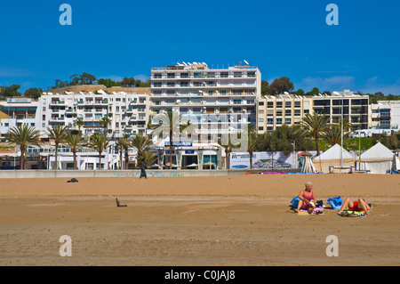 People on beach Agadir the Souss southern Morocco Africa Stock Photo