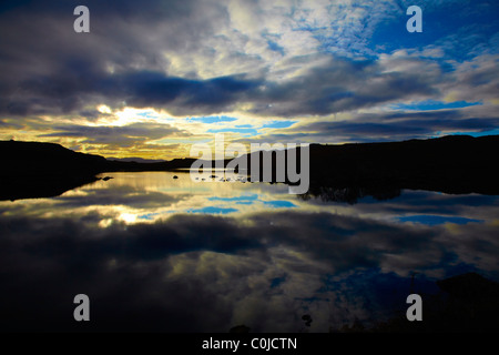 Sunset over Loch a'Bhaid-luachraich. Aultbea, West Coast, Scotland Stock Photo