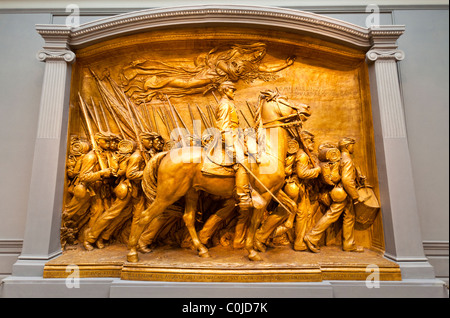 Augustus Saint-Gauden's Memorial to Robert Gould Shaw and the Massachusetts Fifty-fourth Regiment. Stock Photo