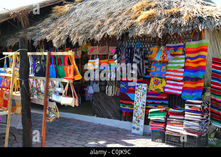 Handcrafts market in Mexico Puerto Morelos village Stock Photo