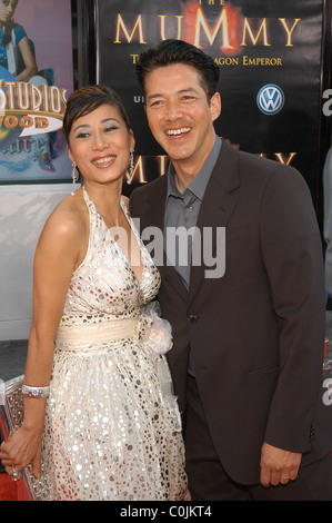 Russell Wong and wife Los Angeles Premiere of 'The Mummy: Tomb Of The Dragon Emperor'  at the Gibson Amphitheatre Universal Stock Photo