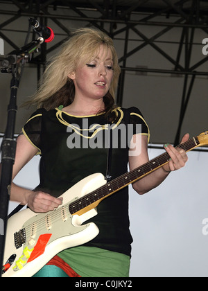 Katie White of The Ting Tings live at Jelly NYC Pool Party at McCarren Park Pool in Greenpoint Brooklyn New York City, USA - Stock Photo