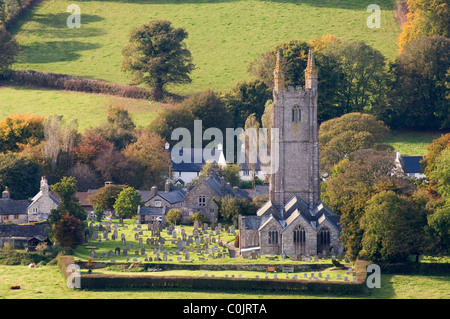 The Church of St. Pancras at Widecombe-in-the-Moor in Dartmoor National Park, Devon. Stock Photo