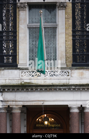 Exterior of the London Libyan embassy that still flies the pro-Gaddafi flag. Stock Photo