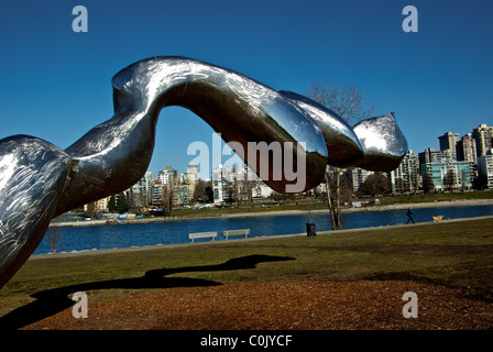 Freezing Water #7 large stainless steel metal sculpture Chinese artist Jun Ren Vancouver Vanier Park Stock Photo