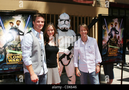 Matt Lanter, Catherine Taber, and James Arnold Taylor 'Star Wars: The Clone Wars' premiere at the Egyptian Theater - arrivals Stock Photo