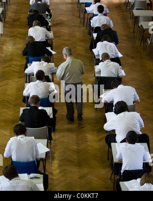 Pupils fill an exam hall to take a GCSE exam at Maidstone Grammar school in Maidstone, Kent, U.K.
